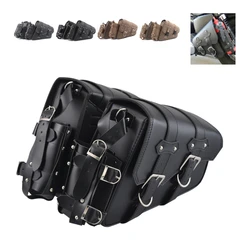 Motorcycle Soft Leather Saddle Bag Swingarm Solo Bag w/ Cup Holder For Harley Sportster XL Dyna Softail Cafe Bobber R9T Shadow