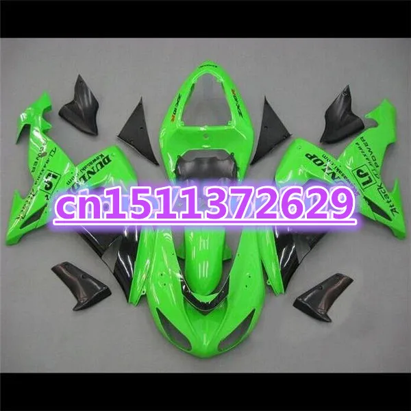 

100%new Fairings For KAWASAKI 06-07 NINJA ZX10R 06 07 ZX-10R green black ZX 10R 10 R 2006 2007 Body Fairing Kit D