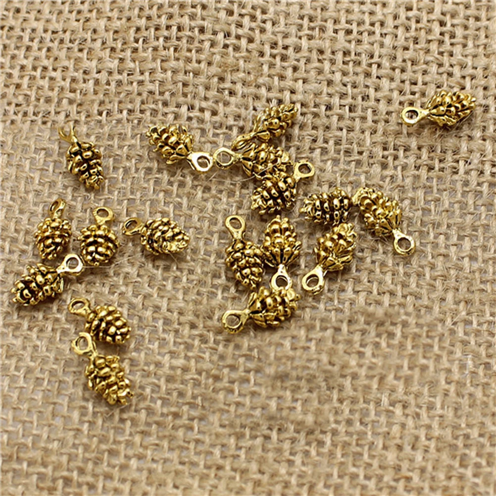 

50pcs Pine Cone Pendants Christmas Alloy DIY for Necklace Bracelet Earrings Holiday Gifts Special Jewelry Accessories