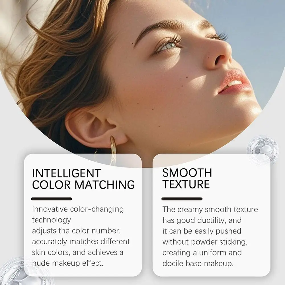 Bâton de fond de teint à couleur changeante, brosse détachable multifonctionnelle 2 en 1, fond de teint léger et mat éclaircissant