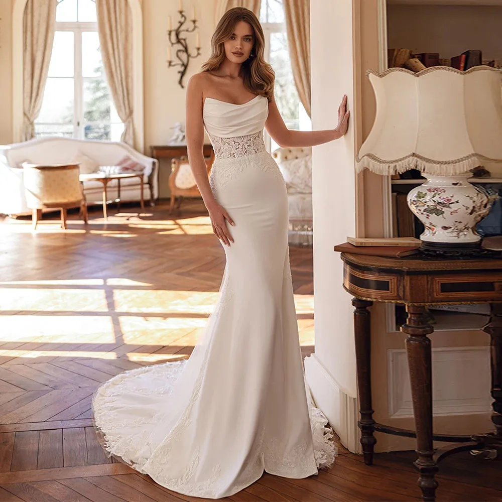 Charming Mermaid Wedding Dresses for Ladies Elegant Strapless Bridal Gowns Exquisite Vestidos De Novia 2025 New Summer