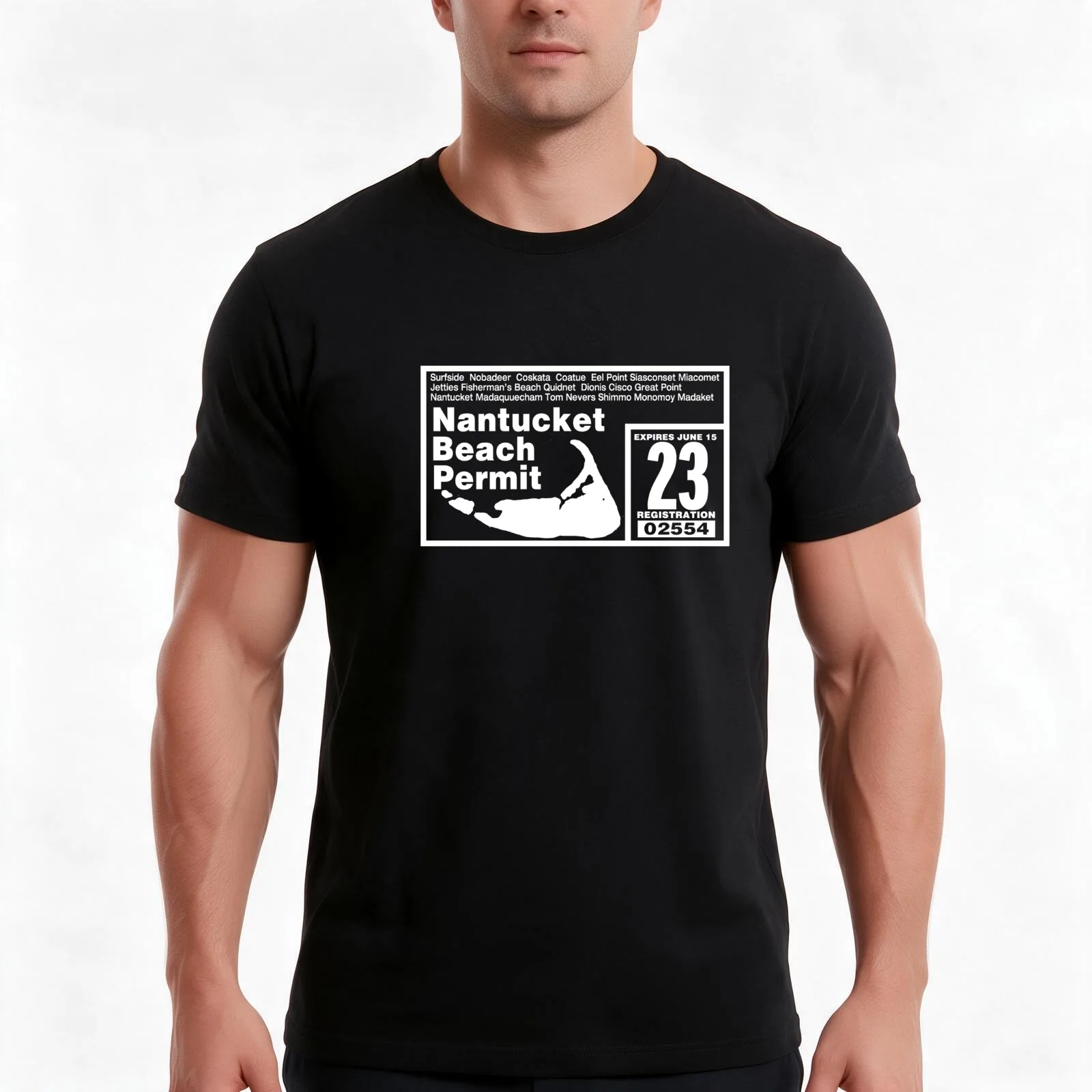 2023 Nantucket off road permit / white T-Shirt Summer Casual Cotton Tee Oversized Streetwear Tops Vintage Graphic Print