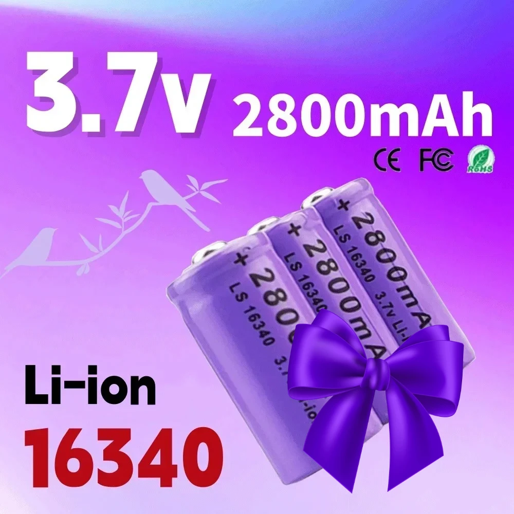 

Brand new upgrade CR123A RCR 123 ICR 16340 Battery 2800mAh 3.7V Safety Camera Rechargeable Lithium Ion Battery