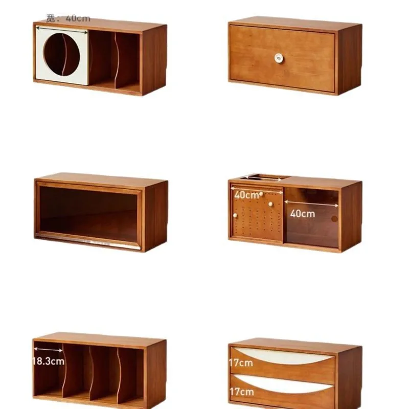 Estantería de madera maciza, vitrina de almacenamiento de combinación libre, pequeño apartamento, sala de estar, mueble de TV, armario lateral para comedor