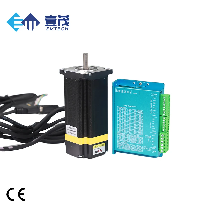 EMTECH 2 fases 60mm brida Nema 24 Motor paso a paso híbrido de circuito cerrado con controlador 102mm de longitud 4.8n.m para máquina CNC