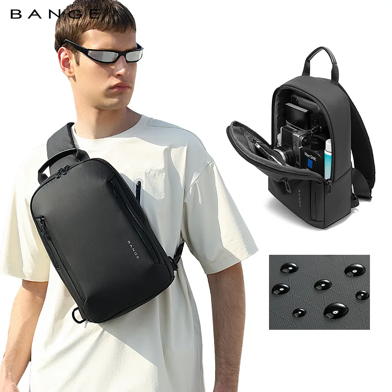 BANGE Lightweight Everyday Sling Chest Bag Waterproof Minimalist Ergonomic Crossbody Bag for Men