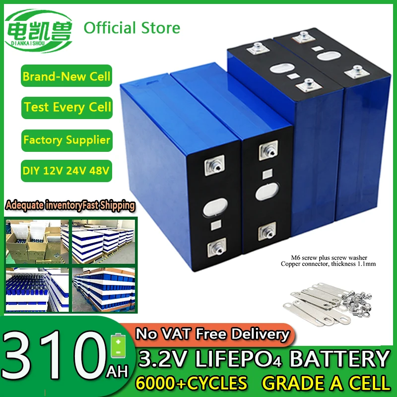 

3.2V Lifepo4 310Ah 280AH 200Ah 105AH Battery DIY 12V 24V 48V Lithium iron phosphate Cell Rechargeable Golf Cart For RV Camper