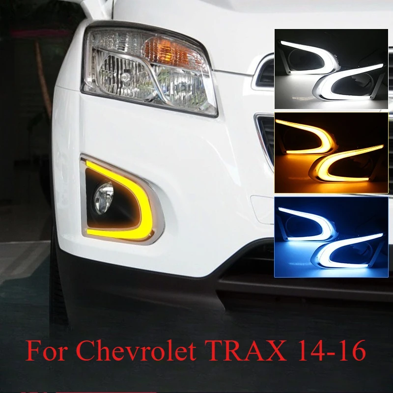 1 комплект DRL дневных ходовых огней, противотуманная фара, крышка дневного света 12 В с указателем поворота для Chevrolet Chevy TRAX 2014 2015 2016