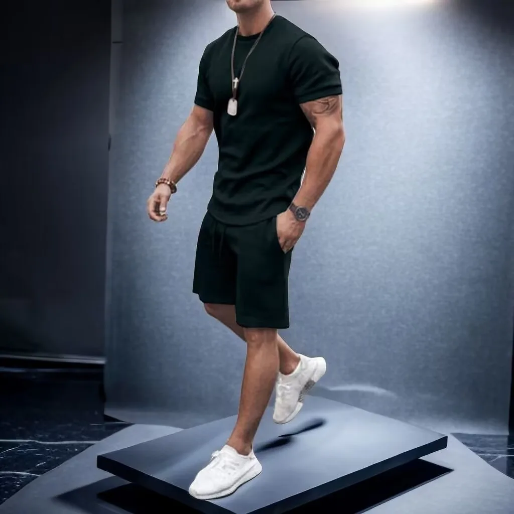 

Men's Streetwear Casual ort-Sved orts Set Autumn Season Seven-Quarter Sve Length No Brand Registered Trademark