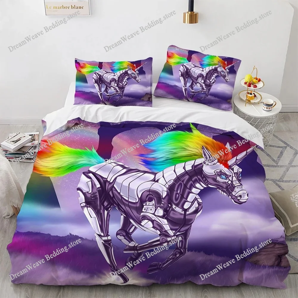 

Cartoon Unicorn Design Duvet Cover Set Cute Comforter Cover Bedding Set Bed Linen for Baby Kids Girls Gift Bedroom Decoration