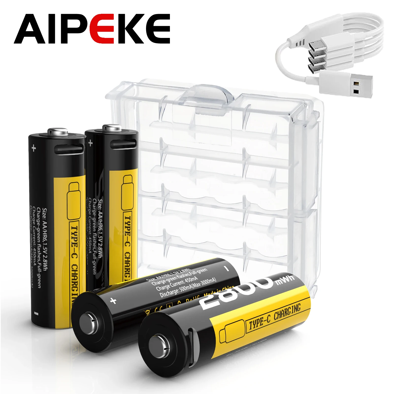 

AIPEKE USB 1.5V rechargeable battery АА 2800mWh lithium battery aa and aaa rechargeable batteries for game mouse tools