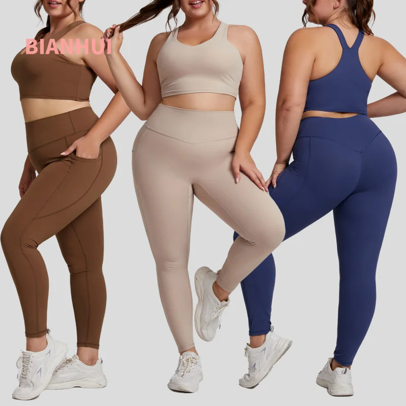 

FUBEIKE Nude Feel Plus Size Yoga Outfit Set For Women Women Tracksuit Tight-Fitting Two-Piece Set Outdoor Running Sportswear