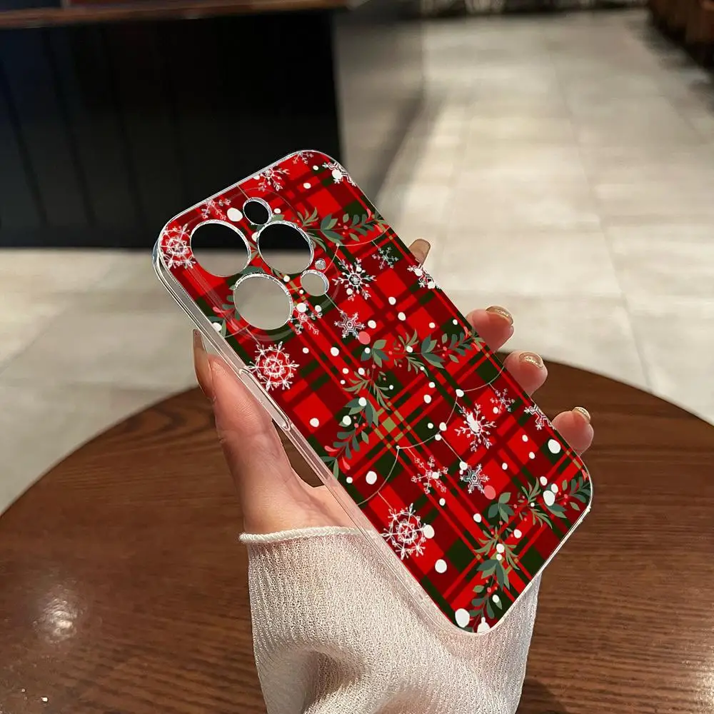 Christmas snowflake tree Phone Case Transparent for iphone 16ProMax 15 14Pro 11 12 14 Pro Max Mini Plus X Cover