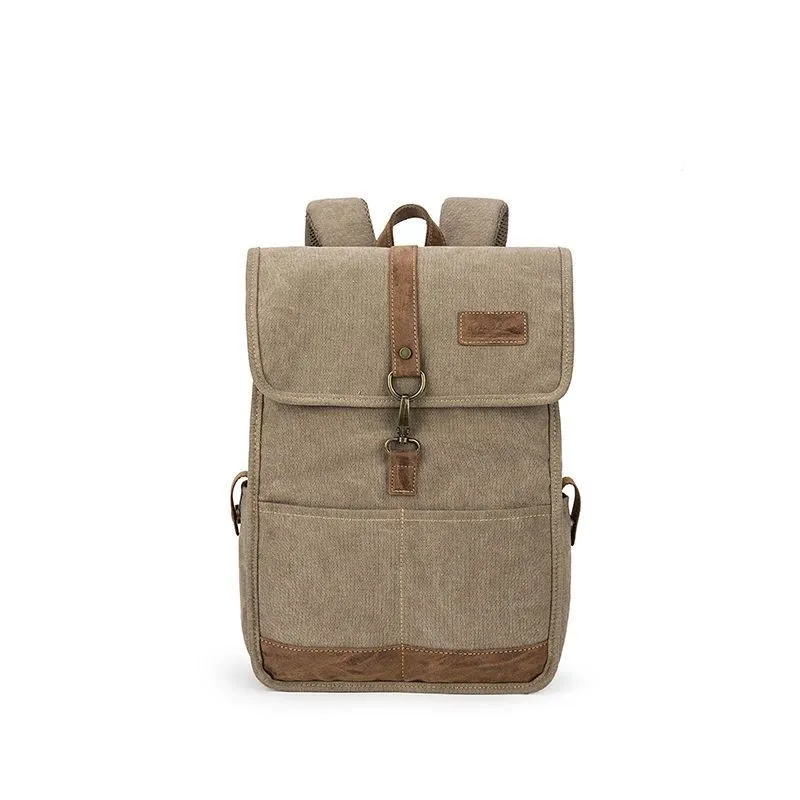 Retro Solid Color Canvas 14 16 Inch Laptop Bag Business Large Capacity MacBook Accessory Backpack Commute Notebook Bag Briefcase