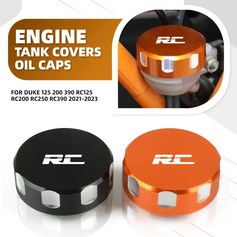 

For Duke 125 200 390 RC125 RC200 RC250 RC390 2021-2023 CNC Front Brake Fluid Reservoir Cover Cylinder Oil Tank Cap Protector