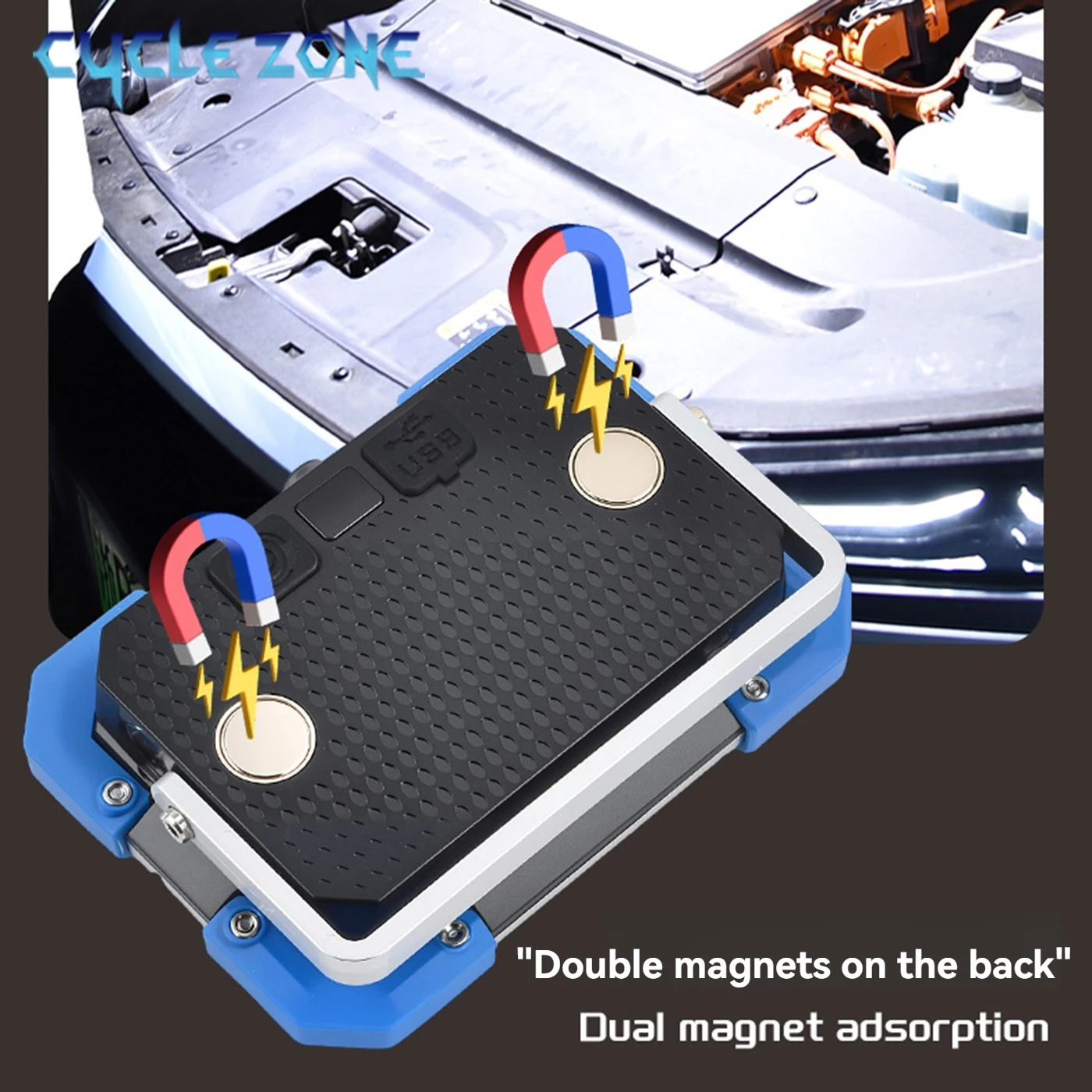 أضواء العمل المحمولة COB LED TYPE-C القابلة لإعادة الشحن التخييم الكاشف في الهواء الطلق الطوارئ إصلاح السيارات ضوء مصباح تحذير أحمر أزرق