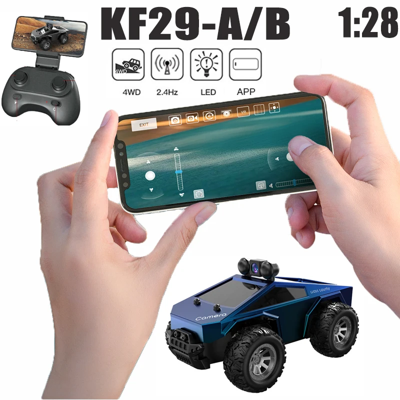 

KF29-A/B Радиоуправляемый автомобиль с камерой APP Control Высокоскоростной гоночный автомобиль Dfirt 1:28 Кибергрузовик Пикап 2,4G Игрушечный автомобиль с дистанционным управлением