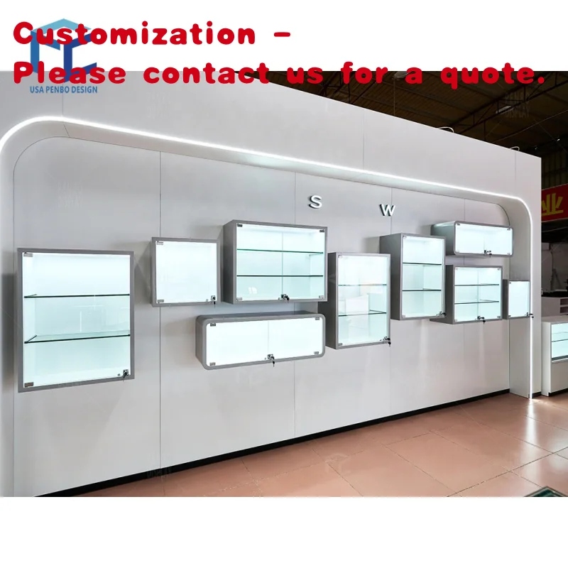 

custom.Customized Necklace Jewellery Wall Showcase Wooden Glass Display Cabinet Wall Mounted Showcase Designs