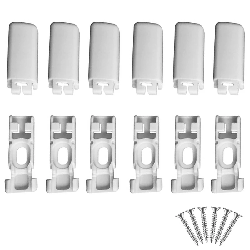 

6Pcs White Blind Support Base With Screws For Household And Commercial Use Roller Shade Replacement Accessories