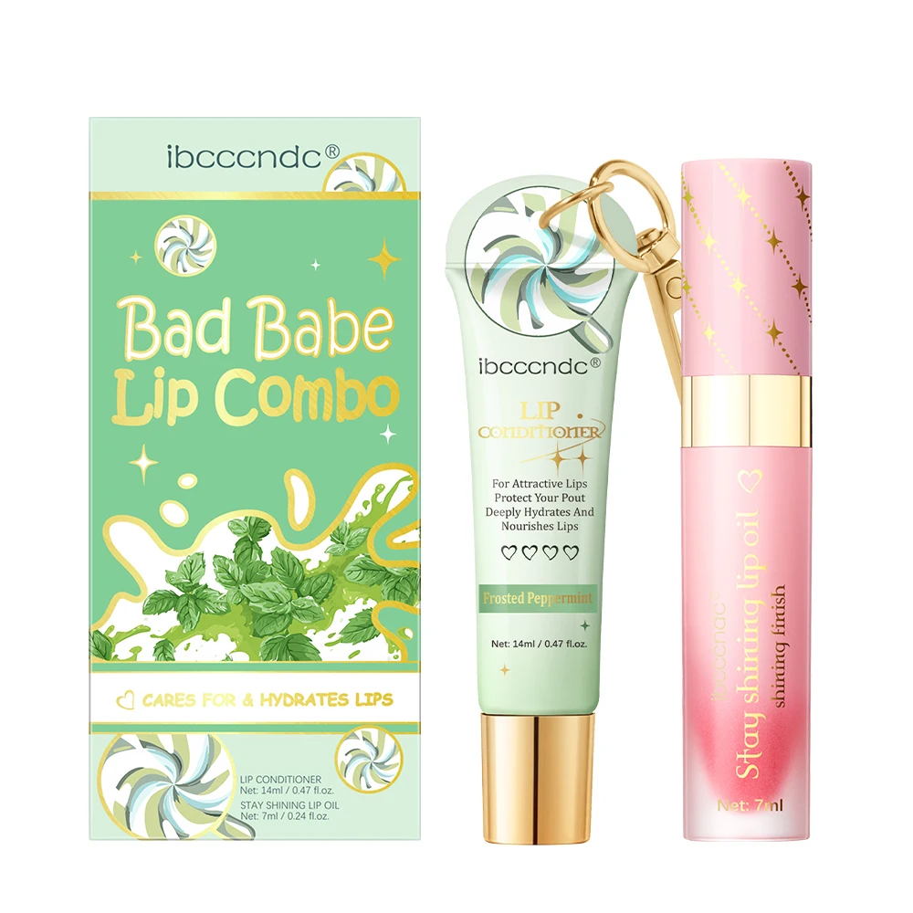 

Lip Oil Lipstick Set Lip Combo with A Keychain Long Lasting Moisturizing Nourish Hydration Plumper Set Cosmetic Makeup