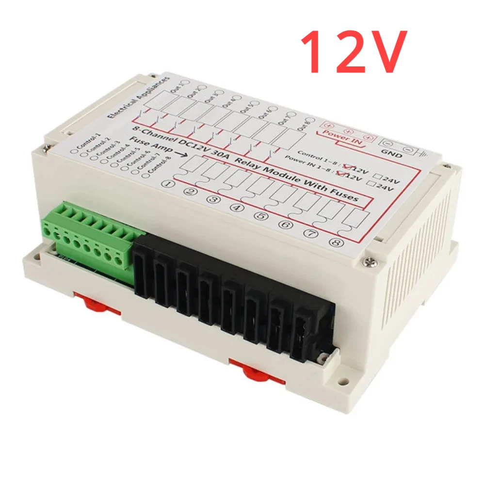 

8-8-Channel 12/24V 30A Switch Panel Relay Module With Fuses Patent Caravan Accessories DC Camper Automotorhome RV Interior Parts