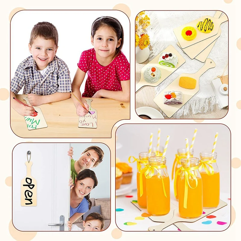 Papan pemotong kayu Mini kosong 12 buah, dengan pegangan papan potong kecil DIY dekorasi rumah dapur memasak sayuran