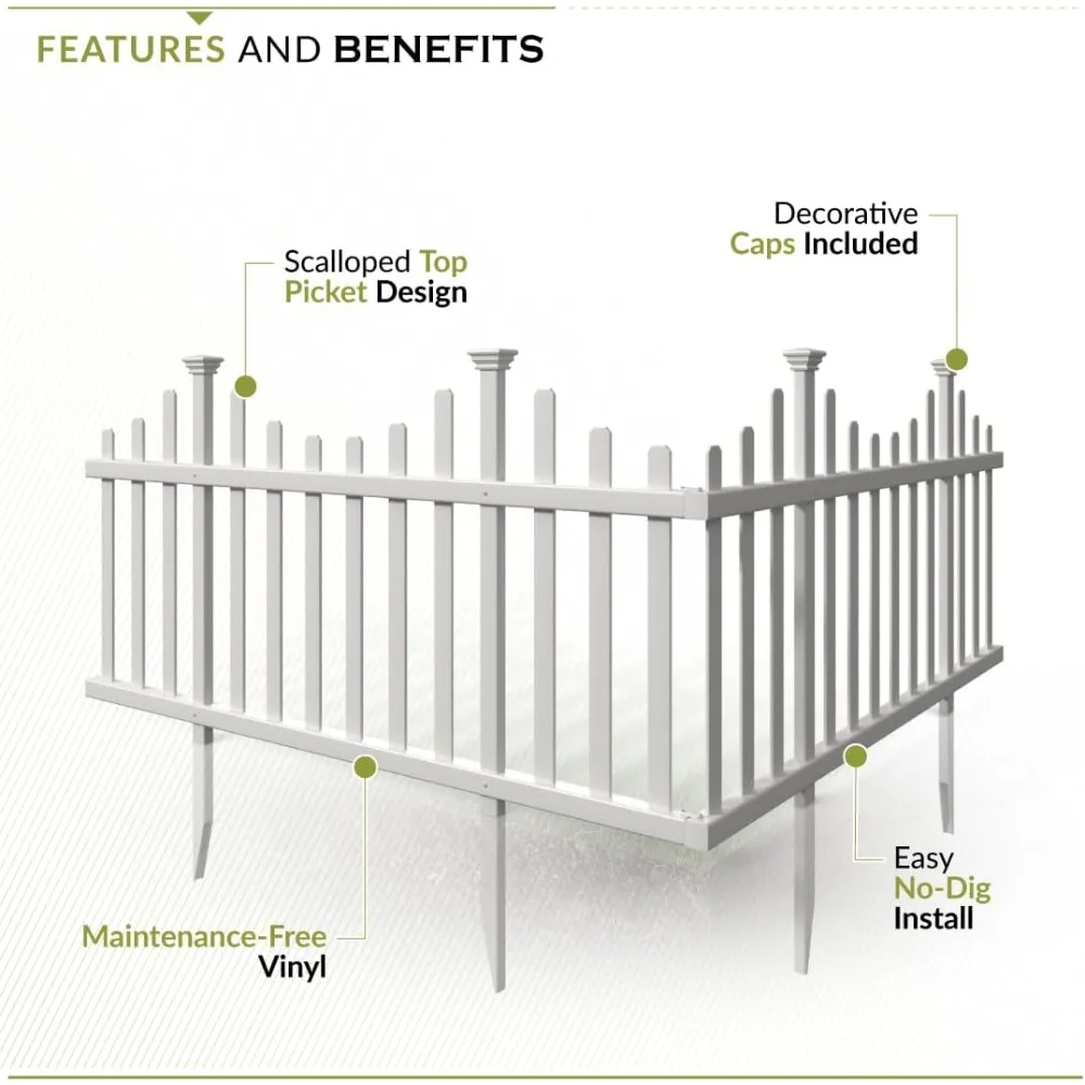 طقم لوحة سياج ماديسون من الفينيل الأبيض، ارتفاع 2.5 قدمًا بعرض 4.7 قدم، تركيب بدون حبوب، سياج ساحة مؤقت #3