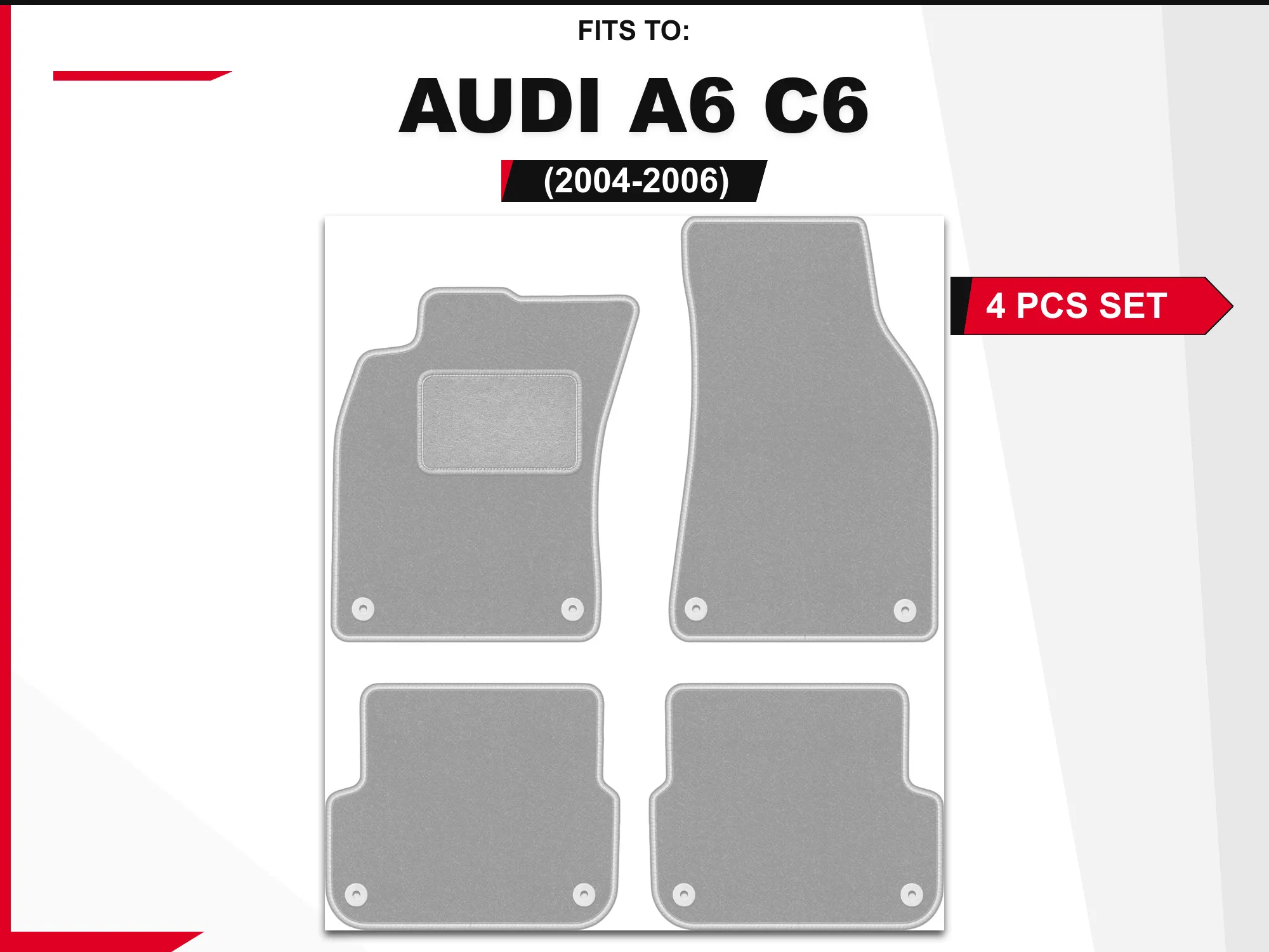 Tapis en velours OSLO pour : Audi A6 C6 2004-2006 berline, break, avant gris
