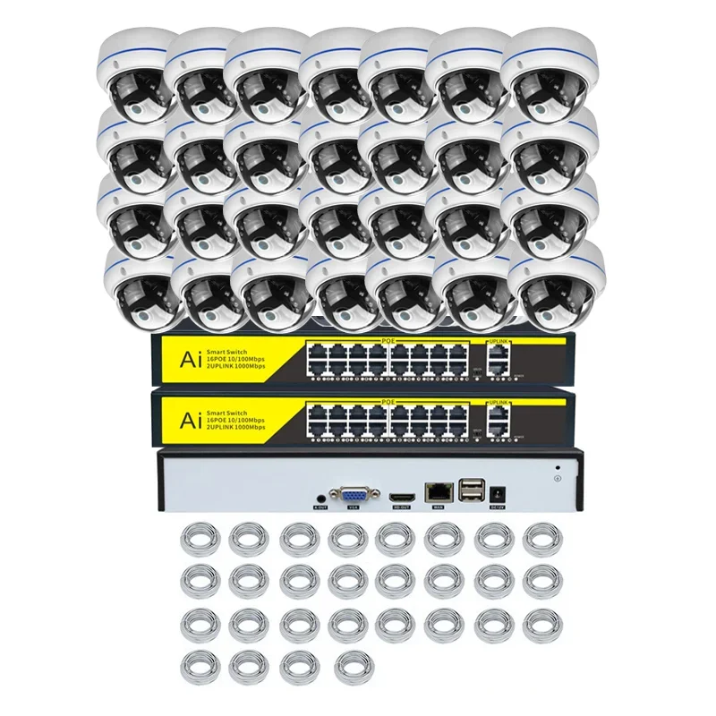 

32CH 8MP H.265 POE IP Dome Network Camera System Active Deterrence CCTV 4K NVR Kit Indoor Outdoor OEM Audio Security Surveil IP