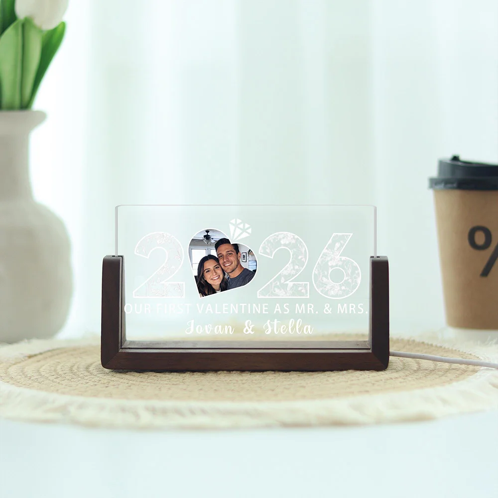 

Couple Photo Night Light Bedside LED Light Wedding Anniversary Valentine Engagement Gift Warm Home Ornament Custom Night Light