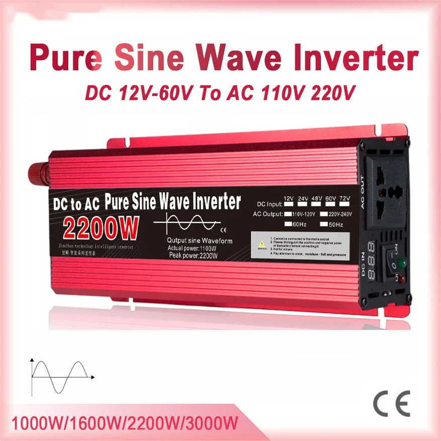 Pure Sine Wave Inverter DC 12V 24V To AC 110V 220V Voltage 1600W 2200W 3000W Transformer Power Converter Solar Car Inverter