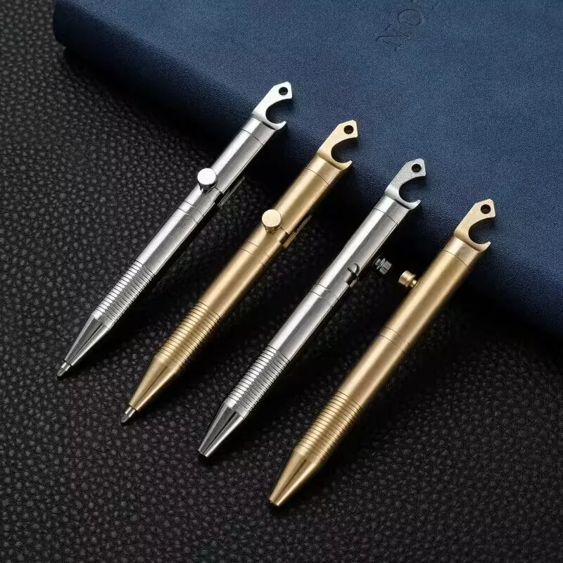 Brass Bolt Pocket Pen, Integrated Bottle Opener, Portable Keychain Pen, Smooth Writing Signature Pen, Exquisite Stationery Gift