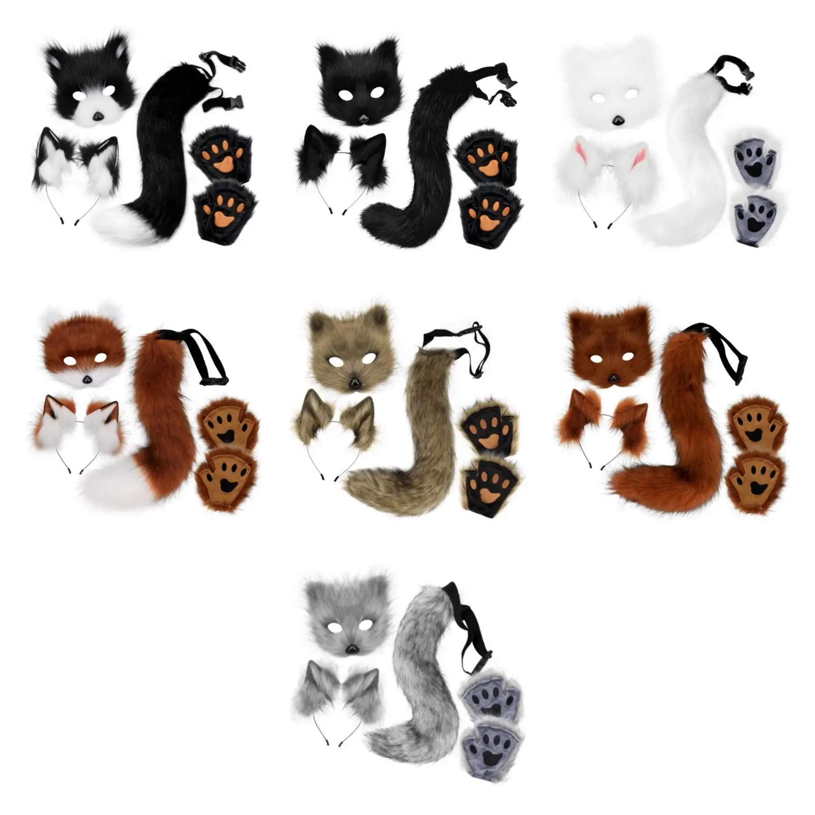 Mask and Tail Set Wolf Mask for Birthday Role Play Stage Performance Carnival