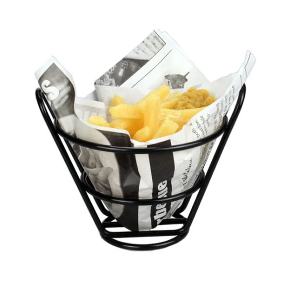 

French Fries Stand Snack Rack Wire Black Cooking Basket Fry Racks Compact Premium Material Home Parties Picnics Outdoor