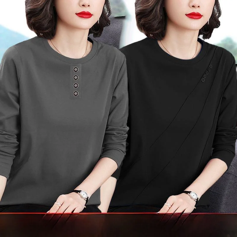 Spring Autumn Medium Length Long Sleeve Women's T-shirt Maternity Base Shirt Comfortable Soft Anti-Wrinkle Wear Resistant