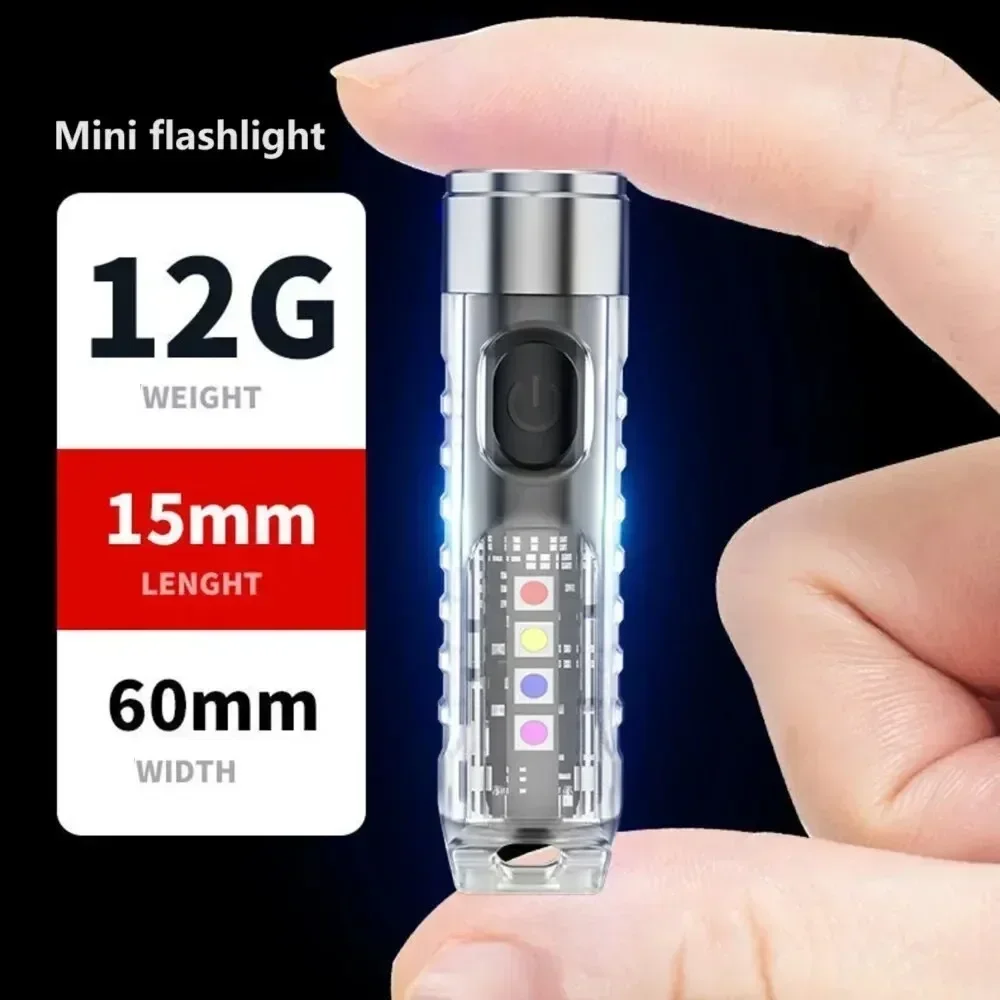 Mini Keychain Flashlight Type-C Fast Charging IP66 Waterproof Torch Lamp With Magnet Multifunction Warning Camping Flashlight