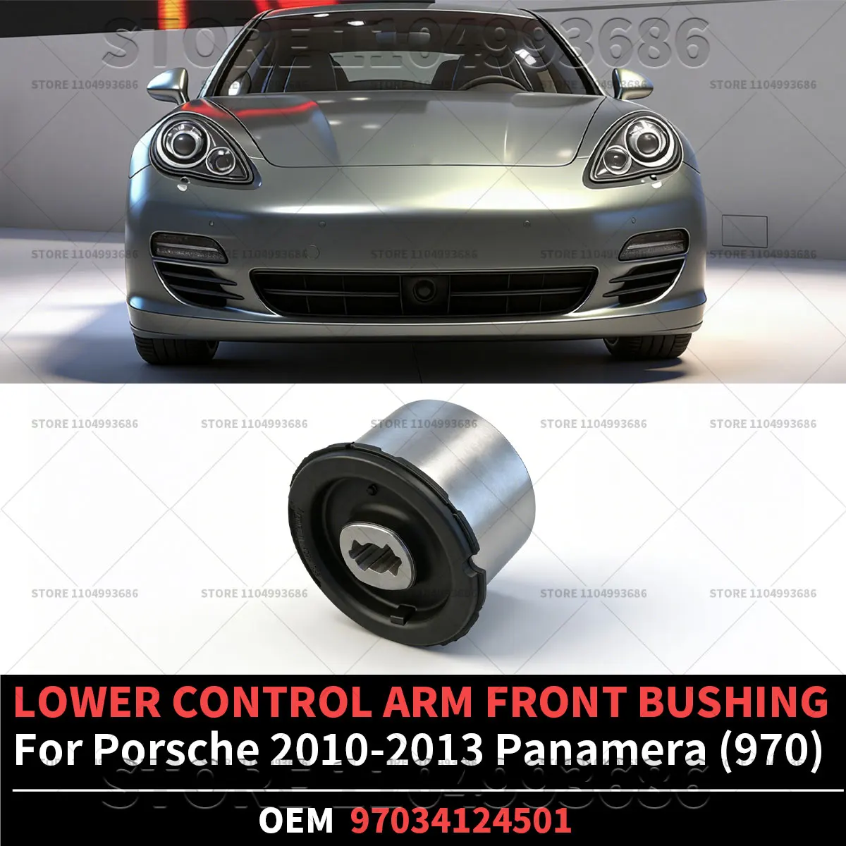 For Porsche 2010 2011 2012 2013 Panamera 4 S GTS (970) LOWER CONTROL ARM FRONT BUSHING OEM 97034124501 97034124502 97034124510
