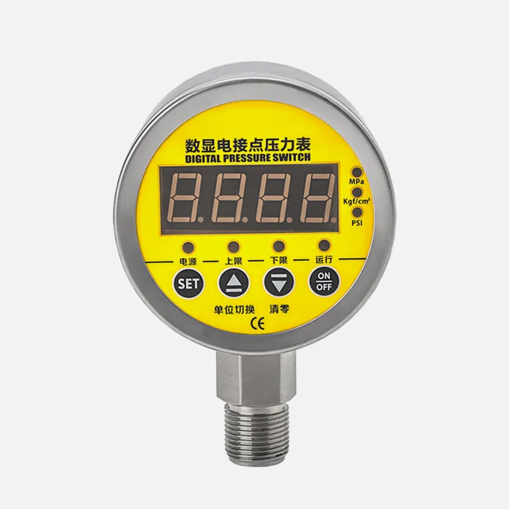 

2025 hot sale SS304 Intelligent radial digital display psi Kgf/cm2 MPa electric contact pressure gauge for hydraulic fatigue mac