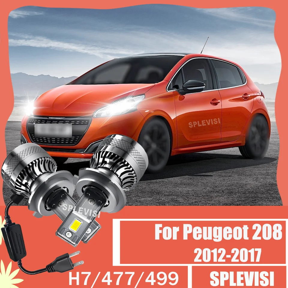 

Пара светодиодных фонарей H7 477 499 6000K с высоким люменом, автоматическая светодиодная лампа с турбонаддувом 200 Вт для Peugeot 208 2012 2013 2014 2015 2016 2017