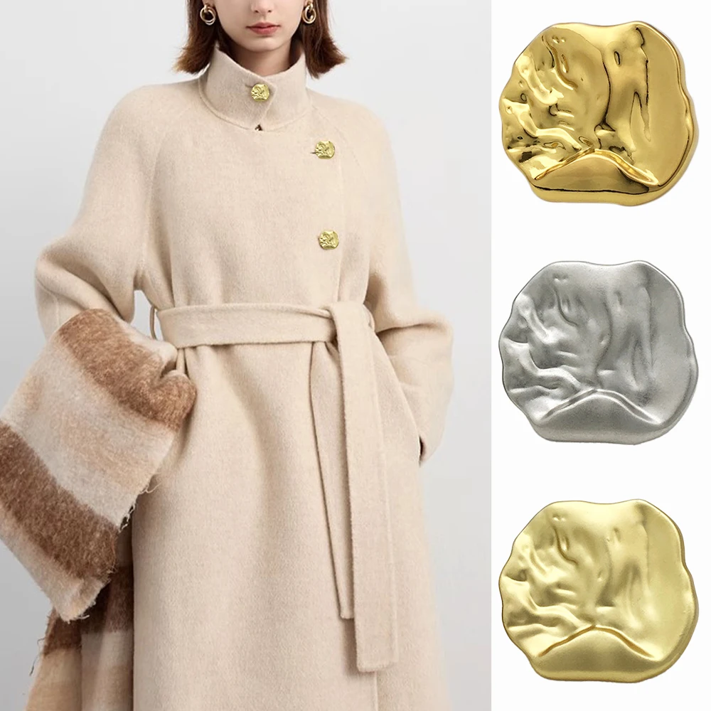 

10pcs Crinkle Texture Irregular Metal Buttons for Coats Sweaters (18/25/36mm) Gold, Silver, Light Gold Simple Sewing Accessories
