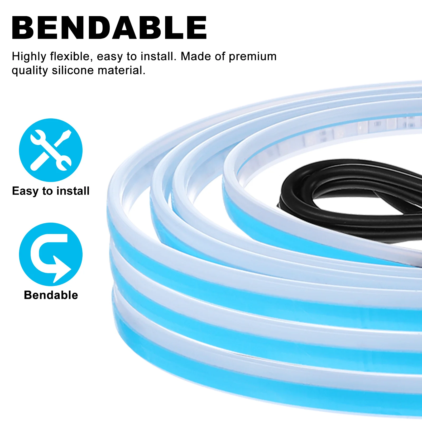 

Car Hood LED Strip Flexible Premium Quality Bright White Light Strip Engine Hood Decorative Running Light for Cars