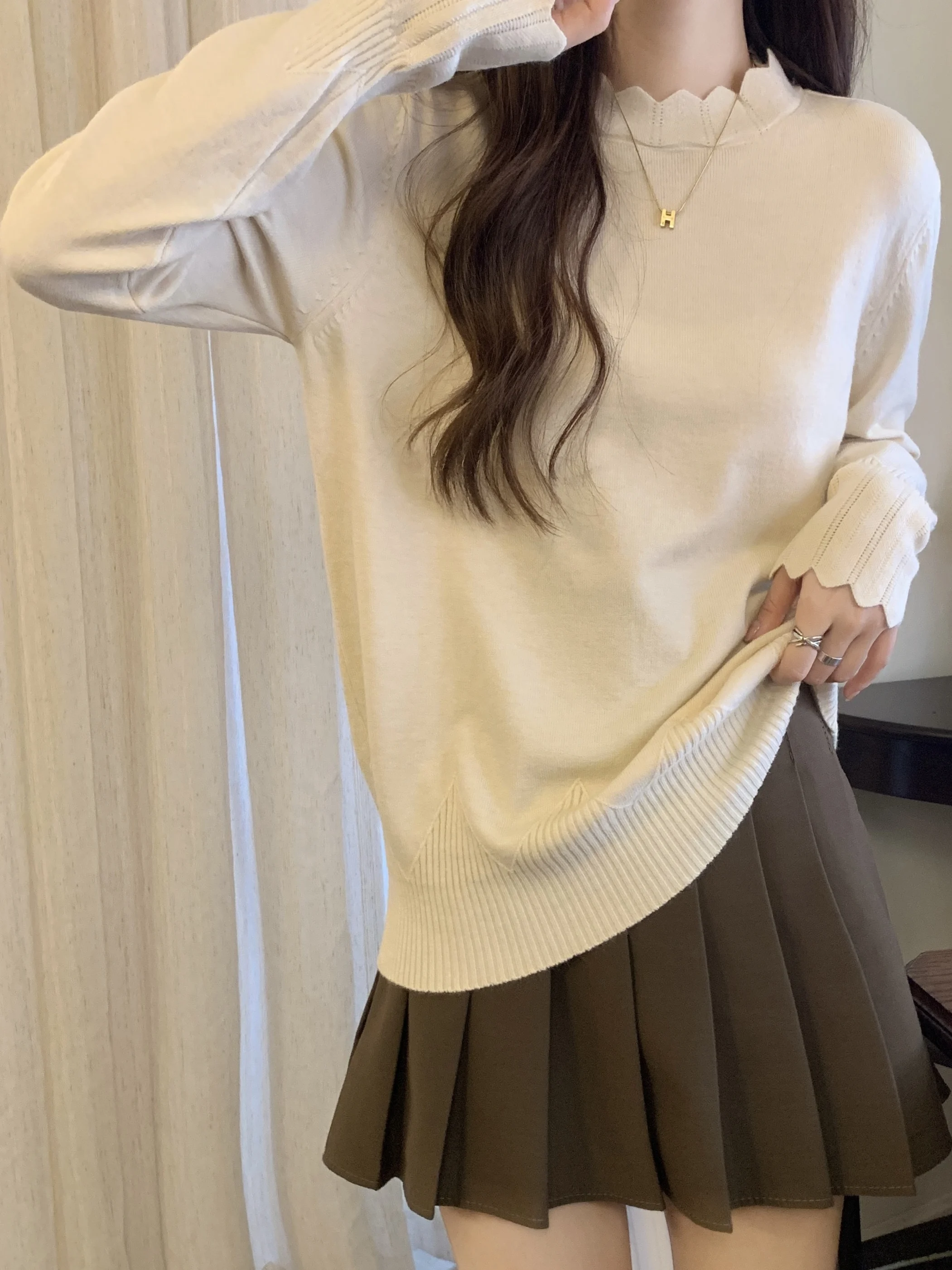 

Женский базовый свитер больших размеров Long Sve Inner Wear Цветной вязаный топ для похудения Осень-зима Faion Commute Sle