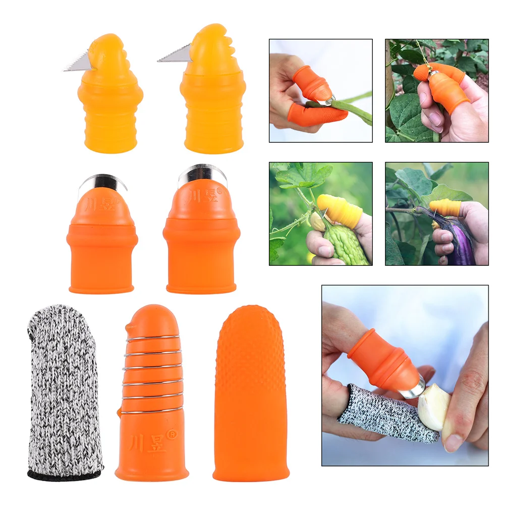 Finger Protector Silicone Thumb Knife Protector Metal Fingernail Gears Cutting Plant Vegetable Flower Garden Blade Scissors Kits