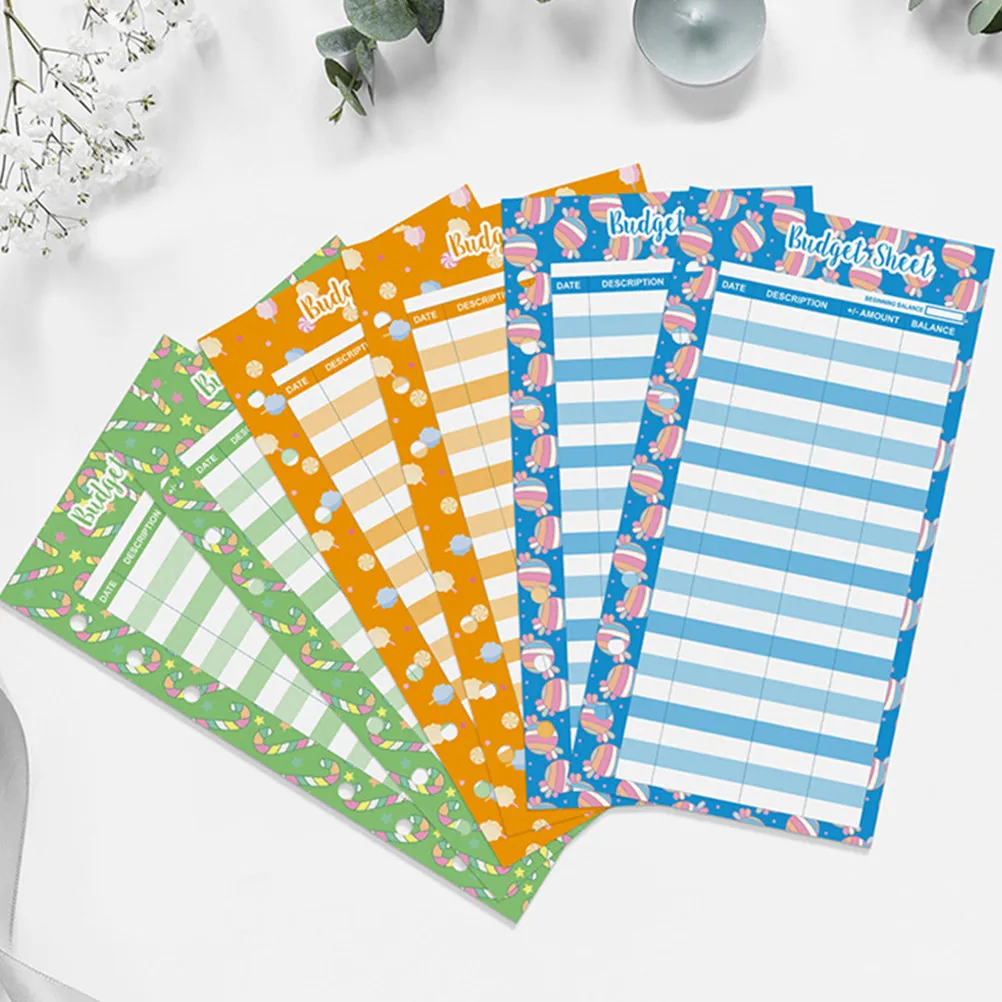 

24Pcs Candy Print Budget Cards Sheets for Home Office School Business Expense Tracking Budget Planner Cards