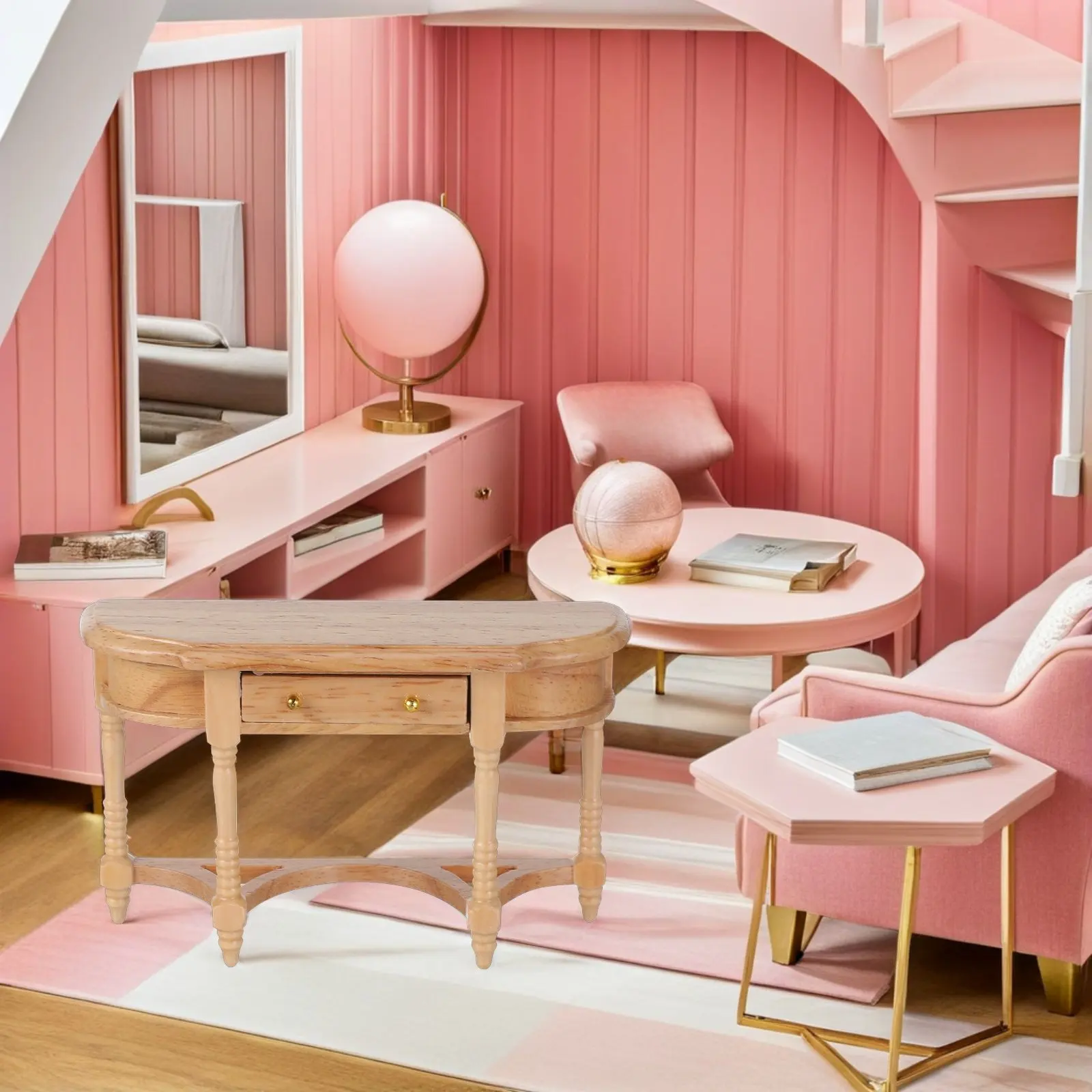 

Миниатюрный деревянный столик 4.7x2.9 для кукольного домика, реалистичный дизайн, креативная игрушка для ролевых игр, декоративный элемент