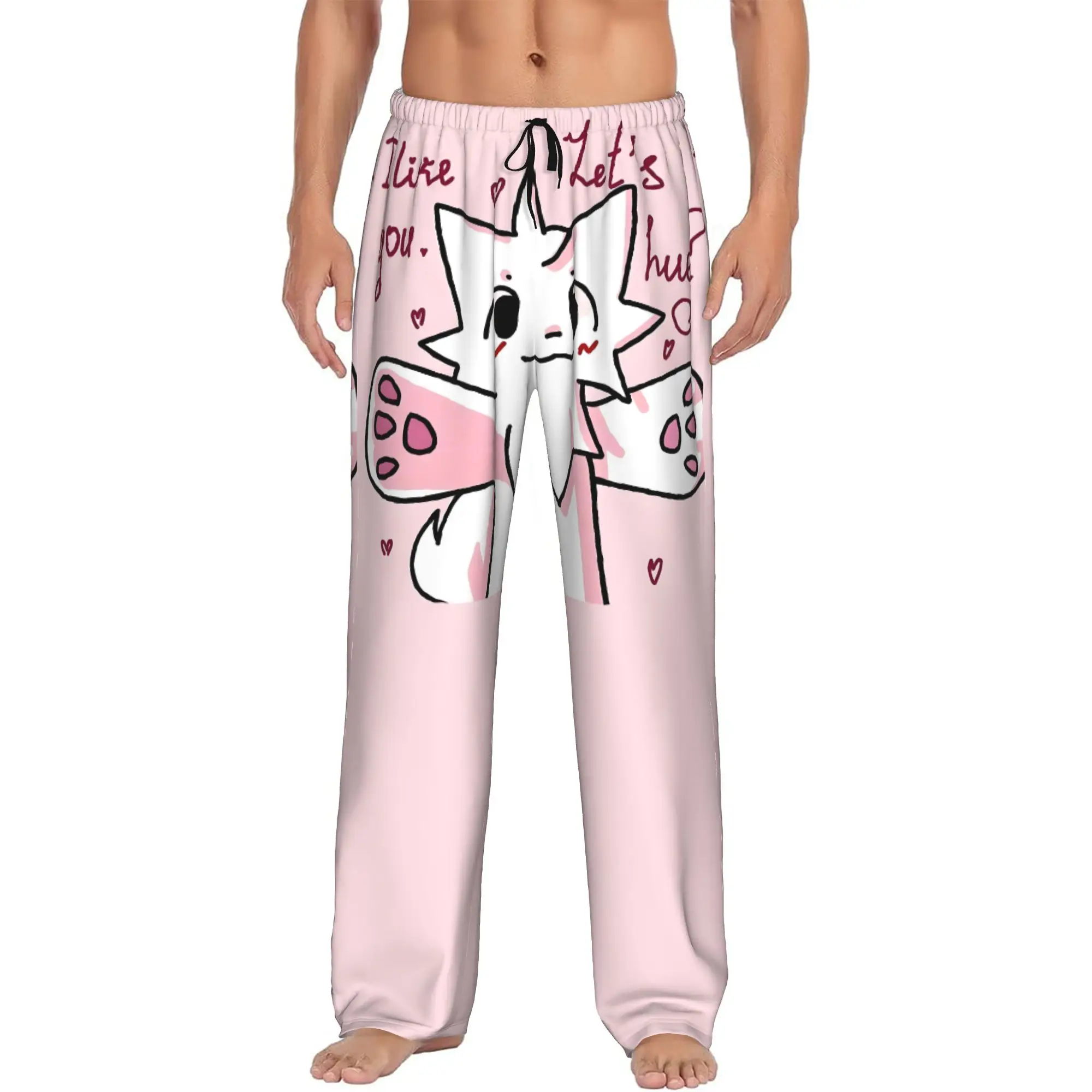 Custom Boykisser Silly Cat Pajama Pants Men Cute Cartoon Sleepwear Lounge Sleep Bottoms Stretch with Pockets