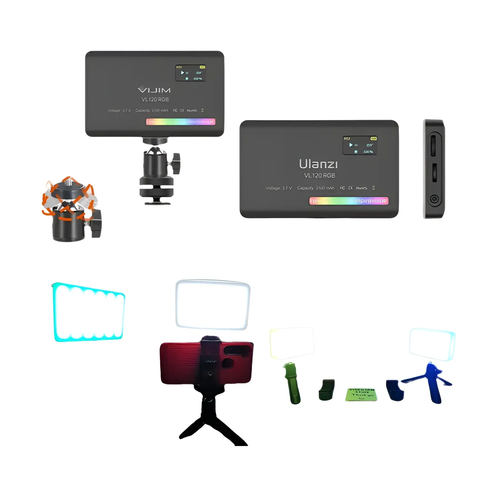 Ulanzi VL120 Luz de vídeo RGB colorida 2500K-9000K LED Iluminação para fotografia Luz regulável para câmera Lâmpada de preenchimento para videografia ao vivo