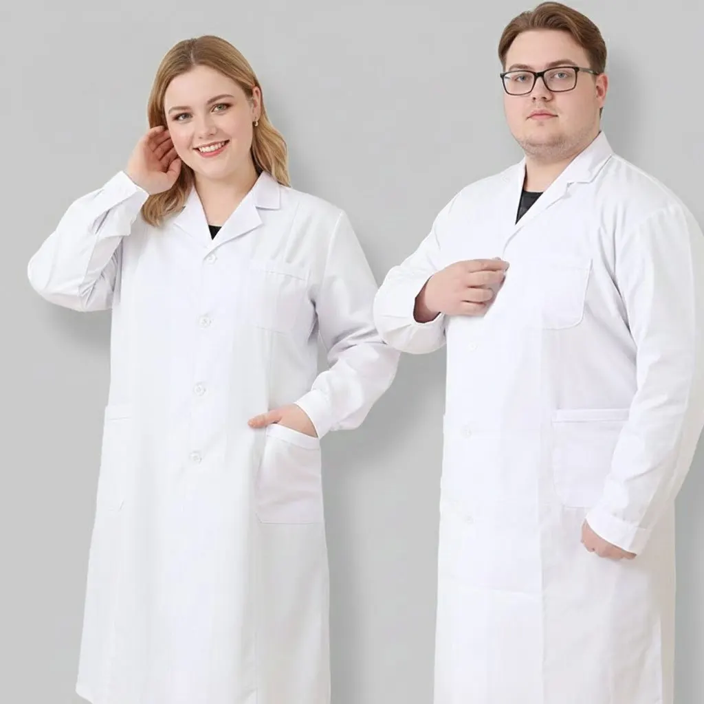 

Лабораторный халат Comfort Fit с длинными рукавами — рабочая одежда большого размера для врача