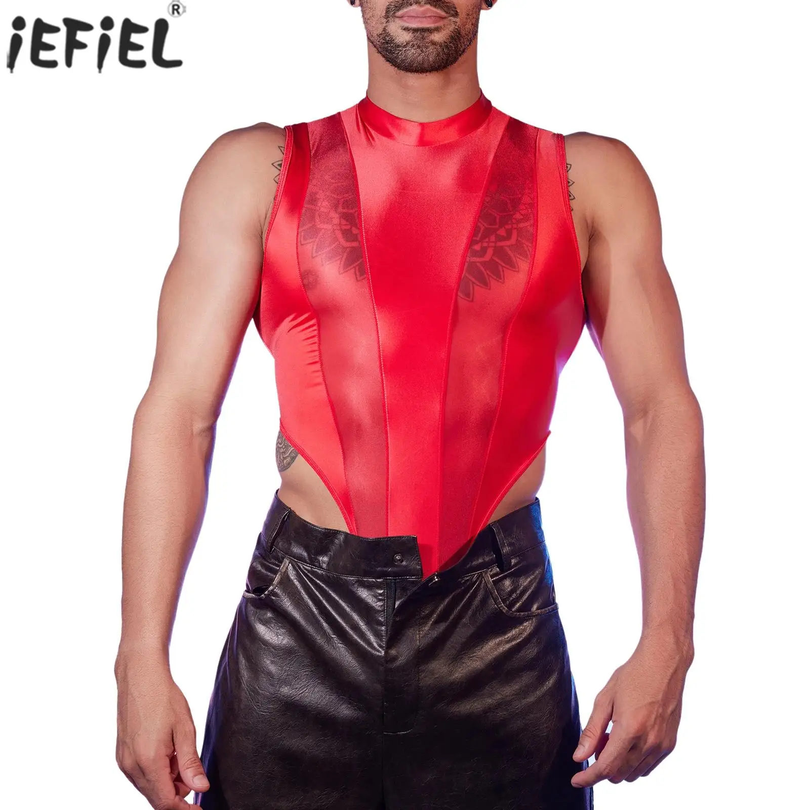 

Боди мужское прозрачное Сетчатое прозрачное с открытой промежностью и высоким вырезом