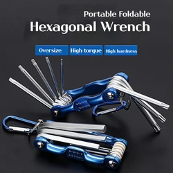 8-in-1 Folding Hexagonal Wrench CR-V Material Multi-functional Folding Wrench for Cycling/work Portable Hand Tool Set